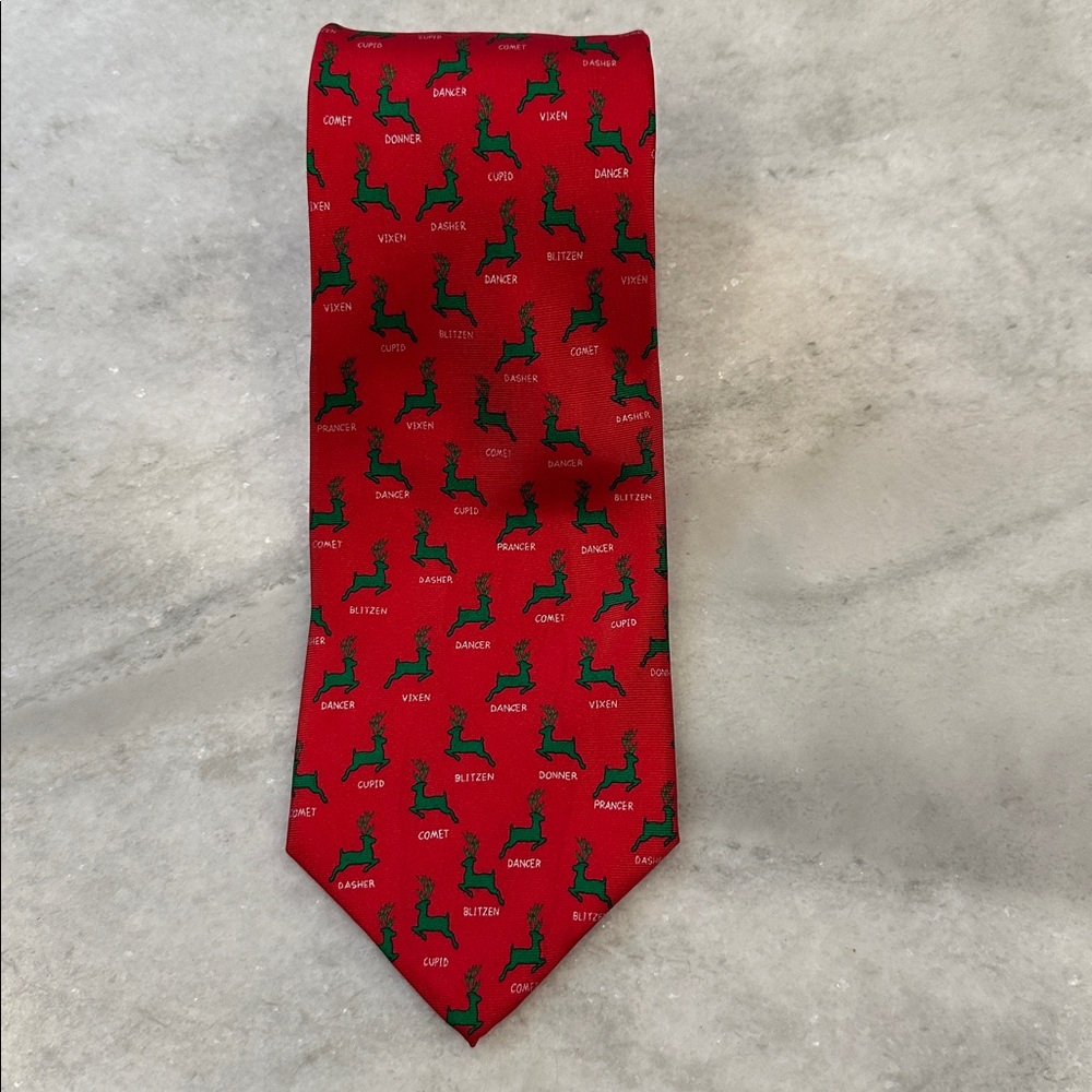 Red Reindeer Patterned Tie by Alynn Neckwear